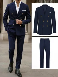 Men Business Suit Set Notch Lapel Slim Fit 2 Piece Tuxedo For Wedding Banquet Party Gentlemen Polyester Suit Top And Bottom