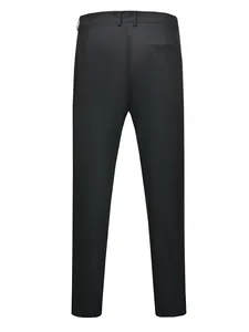 Classic black men's formal suit trousers back view with pocket detail for office wear