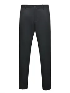 Front view of men's formal black dress pants featuring a classic straight-leg cut.