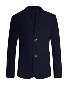 Elegante marineblauwe business casual herenblazer met fijne getextureerde stofafwerking