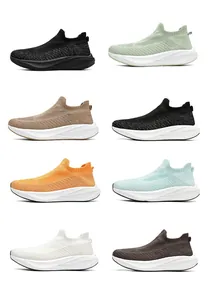 Collection of multi-color flyknit sock sneakers with thick soles and slip-on design