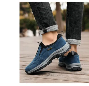 Zapatos de senderismo azules para hombre con suela de goma resistente al aire libre