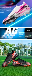 Professional low-top soccer shoes with AG cleats and breathable leather upper.