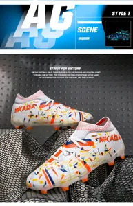 Professional colorful fly-knit soccer cleats for indoor and turf field training sessions