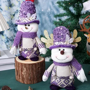 Addobbi Natalizi Viola Gnomo Pupazzo di Neve Renna Cappello con Paillettes Tessuto a Maglia Babbo Natale Peluche Decorazione Casa