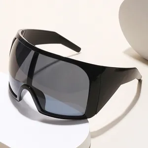 Futuristische Übergroße Schild-Sonnenbrille Einteilige Linse Sportbrille UV400-Schutz PC-Rahmen Für Damen Herren