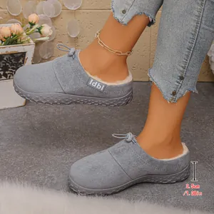 Detail view of gray fleece-lined clogs showing 3.5cm thick sole height