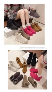 Various colors of warm winter snow boots with soft faux fur lining and thick soles.
