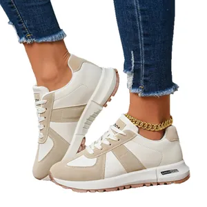 Sneakers retrò da donna con design color-block e suola spessa antiscivolo casual