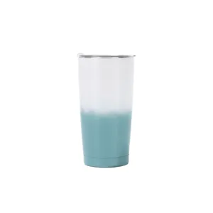 Gobelet isotherme 20oz en acier inoxydable avec dégradé de blanc et turquoise élégant