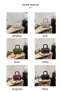 Geflochtene Boston-Handtasche in Off-White, Grau, Grün, Kaffee, Weinrot und Schwarz
