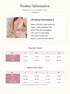 Tableau des tailles détaillé pour ensemble de pyjama en satin à dentelle