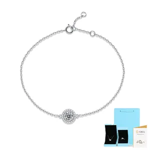 925 Sterlingsilber Moissanit Armband Rundes Halo Verstellbare Kette Für Damen Luxus Zucht Rubin Saphir Schmuck Geschenk