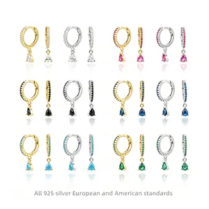 Franse Luxe 925 Sterling Zilver Waterdruppel Oorbellen Voor Dames Strass Ingelegd Geborstelde Textuur Mode Sieraden