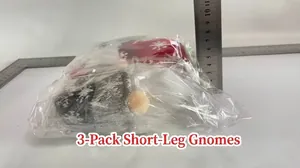 Package of 3 mini light-up Christmas gnomes with short legs and height measurement