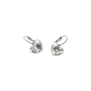Zirconia Heart Pendant Ear Buckles Women Simple Fashion Copper Inlaid Heart Earrings Ins Style Elegant Daily Jewelry Gold Silver