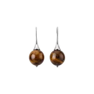 Elegante vintage tijgeroog kraal druppel oorbellen met zilveren haken voor dames sieraden set