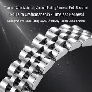 Premium titanium steel watch bracelet with vacuum plating finish and Jubilee link design