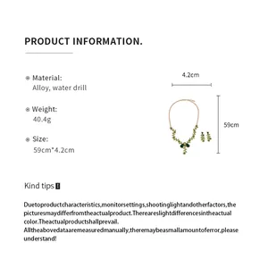 Detailed product information for bridal rhinestone jewelry set with necklace and earrings