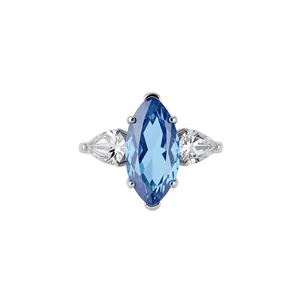 Kupfer Zirkonia Rhombus Offener Ring Marquise Schliff Verstellbarer Zeigefingerring Leichter Luxus Nischenmode Schmuck Für Damen
