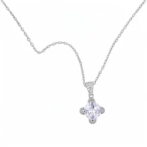 Damen Elegant Kupfer Zirkonia Rhombus Anhänger Halskette Ohrringe Ring Schmuckset Für Hochzeit Party Bankett Silber Lila Zubehör