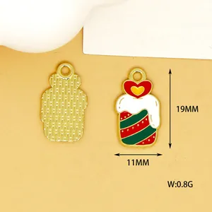Detailansicht Weihnachts-Emaille-Anhänger, Maße 19x11mm, Gewicht 0,8g, DIY-Zubehör