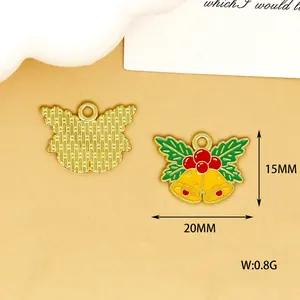 Detailansicht von Emaille Weihnachtsglocken-Anhängern mit Maßen 20x15mm und 0,8g Gewicht