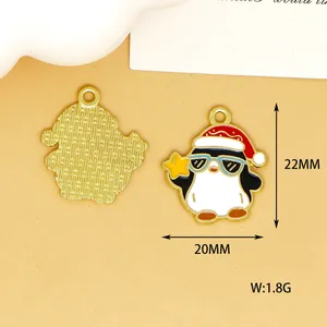 Weihnachts-Pinguin-Emaille-Anhänger für DIY-Schmuck, Maße 22x20mm und Gewicht 1,8g