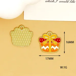 Detailansicht des emaillierten Legierungsanhängers Geschenkbox 16x17mm und 1g Gewicht