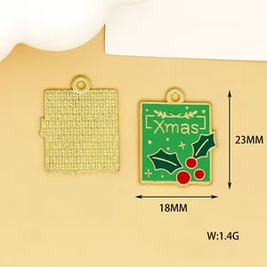 Detail eines weihnachtlichen Emaille-Anhängers mit Maßen und Gewicht für DIY-Schmuck