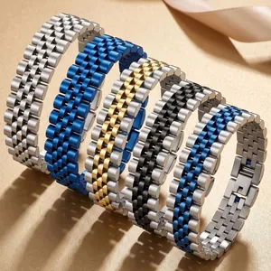 Bracelet de Luxe en Acier Inoxydable Style Bracelet de Montre pour Hommes et Femmes Bracelet Métallique à Cinq Rangs Galvanisé