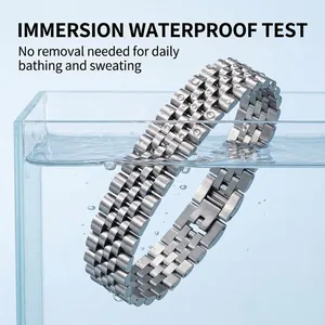 Durable stainless steel waterproof watch band for men and women with jubilee style links