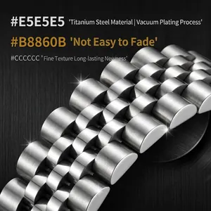 Luxury stainless steel watchband bracelet with titanium plating and durable link design