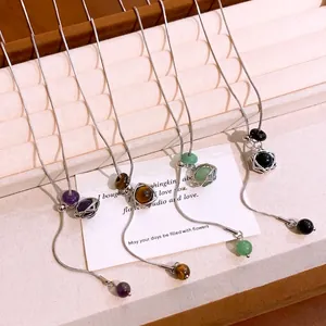 Collana con Pendente ad Esagramma in Acciaio Inossidabile con Perline di Pietra per Donna Catena a Girocollo Regolabile Gioielli Minimalisti