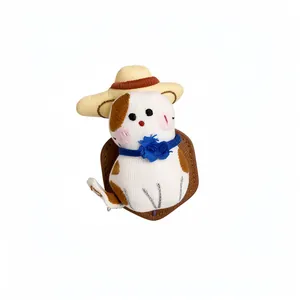 Korean Style Fabric Kitten Pendant Necklace Handmade Embroidery Cute Cat Sweater Chain For Women Minimalist Fashion Jewelry
