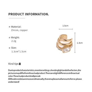 Produktabmessungen und Materialdetails für Zirkon-Mehrschicht-Ear-Cuff