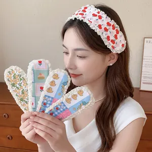 Sweet floral knit hair fringe stickers for women, cute magic tape hair accessories set