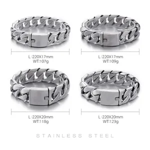 Bracelets gourmette lourds en acier inoxydable pour hommes avec dimensions et poids