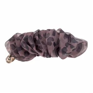 Vintage Gerafft Mesh Leopardenmuster Bananenspange Für Damen Hochpferdeschwanz Haarklammer Eleganter Stoff Acryl Haarschmuck