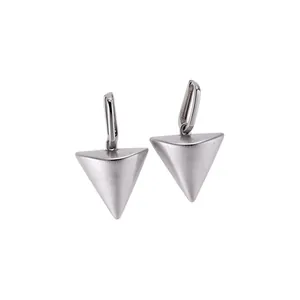 Minimalist Geometric Triangle Pendant Hoop Earrings For Women Matte Gold Silver Plated Copper Artificial Pearl Dangle Earrings