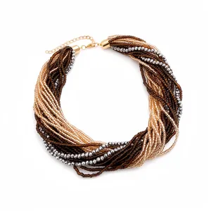 Collier Multirang De Perles En Cristal De Verre De Luxe Pour Femmes Mode Chaîne De Clavicule Géométrique Bijoux De Déclaration Exagérés Personnalisés Cadeau