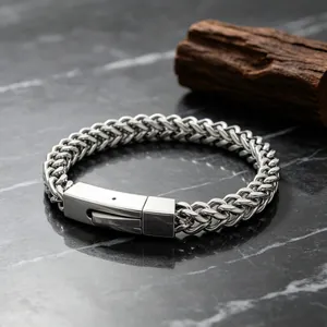 Unisex Stainless Steel Dragon Bone Chain Bracelet Street Fashion Franco Wheat Link Bracelet With Square Buckle Trendy Hand Jewelry