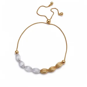 Vintage Oval Textured Drawstring Bracelet Two-tone Copper Gold Silver Plated Palace Style Adjustable Bracelet For Women Jewelry