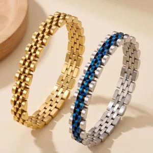 Stainless Steel Watch Strap Bracelet For Men Women Unisex Jubilee Chain Link Bracelet Gold Silver Black Color Metal Jewelry