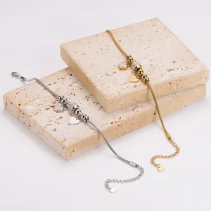 Edelstahl Doppelherz Schlangenknochen Armband Für Damen Strass Geometrisch Eingelegt Gold Silber Plattiert Schmuck Geschenk