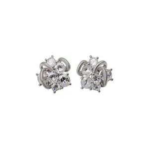 Geometrische Zirkonia Ohrstecker 925 Sterling Silber Ohrstecker-Stift Kupfer Eingelegt Funkelnder Luxus Schmuck Für Damen Mode