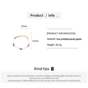 Vista dettagliata con dimensioni e specifiche dei materiali per questo bracciale con malocchio.