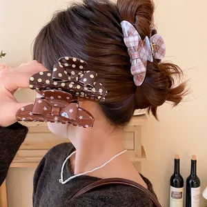 Vintage haarklemmen met strik, polkadots en ruitpatronen voor dames in Koreaanse stijl