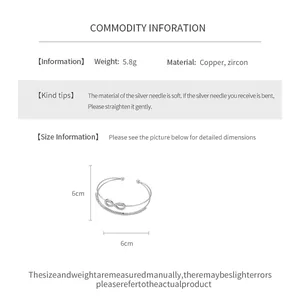 Detailansicht der Abmessungen und Materialien des doppellagigen Zirkon-Infinity-Armbands.