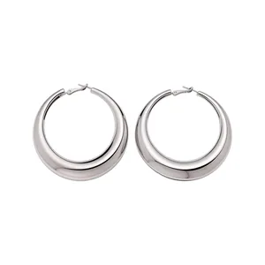 Oversized Hoogglans Gladde Ronde Creolen Voor Dames Minimalistische Gepersonaliseerde Metalen Puffy Cirkel Oorbellen